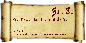 Zsifkovits Barnabás névjegykártya